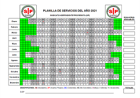 Planilla cuadrante laboral para 2021